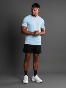 SUMWON High Performance Slim Fit Short Sleeve Training Tee Moisture Wicking Compression Athletic Workout Top With Reinforced Seams For Running Gym Exercise - Dusty Blue - View 4