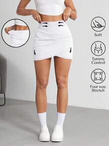 Flexra Women's Casual Solid Color Wrap Fitted Denim Mini Skirt, Summer/White Tight Skirt/Y2K Denim Skirt/White Denim Skirt - White - View 1