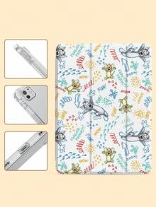 TOM & JERRY X SHEIN 时尚可爱的卡通老鼠和猫印花垫套 - 彩色 - 查看 8