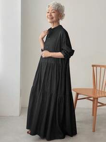 FRIFUL Women's Casual Washed Long Denim Dress