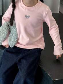 DAZY Young Girls Crew Neck Knit Fleece T-Shirt, Fall,Winter - Multicolor - View 4
