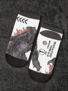GODZILLAxKONG X SHEIN 男士短袜 - 彩色 - 查看 5