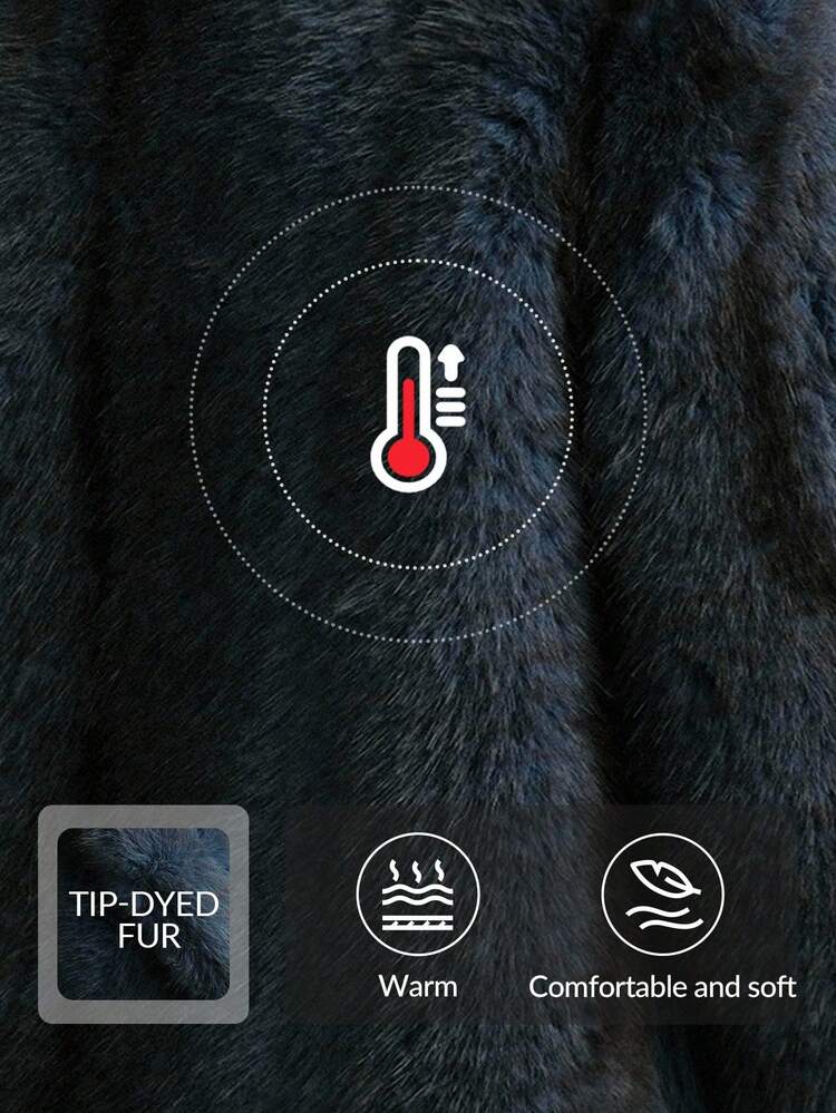 Women's Fashion New Turndown Collar Long Faux Fur Coat, Winter