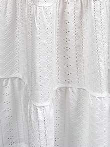 Muchica 女士休闲度假网眼分层蛋糕裙，适合夏季 - 白色 - 查看 7