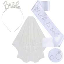 Set de 3 piezas: Diadema de corona para la novia, tirante para el hombro y velo, estilo europeo y americano para fiesta de despedida de soltera, accesorio para fotografías de boda - Multicolor - Ver 9