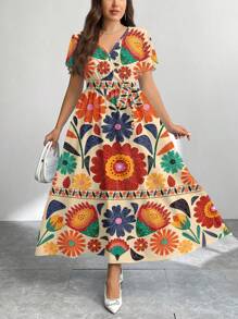 Firerie 休闲花卉印花大码宽松连衣裙，适合秋冬季 - 彩色 - 查看 3