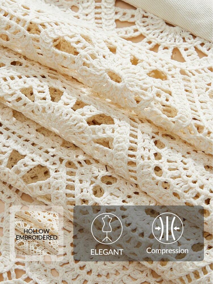 Chaqueta larga de manga larga con parches de encaje hidrosoluble y flores en color albaricoque para mujer en otoño