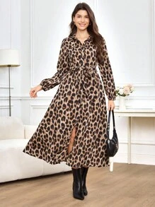 EMERY ROSE 秋冬女士豹纹长裙 - 彩色 - 查看 7