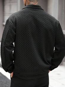 Manfinity CasualCool Men's Jackets, Men's Buttoned Front Long Sleeve Pocket Simple Jacket, Casual Everyday Wear, Men's Jackets, Men's Jackets For Fall Winter Edition, Boyfriend Gifts, Warm Long Sleeve Casual Jackets For Going Out Black Jacket For Men Men Casual Jacket Men Shacket Textured Jacket Men