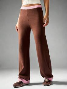 MISSGUIDED Pantalones palazzo de pierna ancha de punto acanalado, ropa de estar en casa retro de cintura alta, pantalones casuales elásticos cómodos y acogedores para otoño e invierno - Multicolor - Ver 3