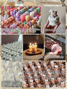 创意迷你熊形硅胶模具 - 生活艺术创作器，硅胶材质，易于拆卸和清洁，专为蜡烛制作、石膏雕塑和创意绘画而设计。重返校园。 - 白色 - 查看 10