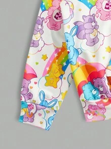 SHEIN X Care Bears Men's Cartoon Pattern Casual Long Sleeve Hooded Sweatshirt , Fall - White - View 4