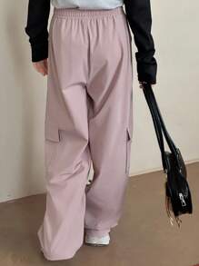 Hapijoa Tween Girls' Casual Bowknot Cargo Pants - Pink - View 3