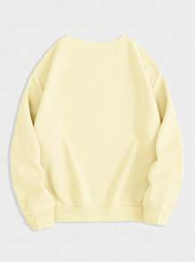 SHEIN 秋季女款椰子菠萝木瓜水果图案圆领运动衫，度假海滩图案套头衫秋季