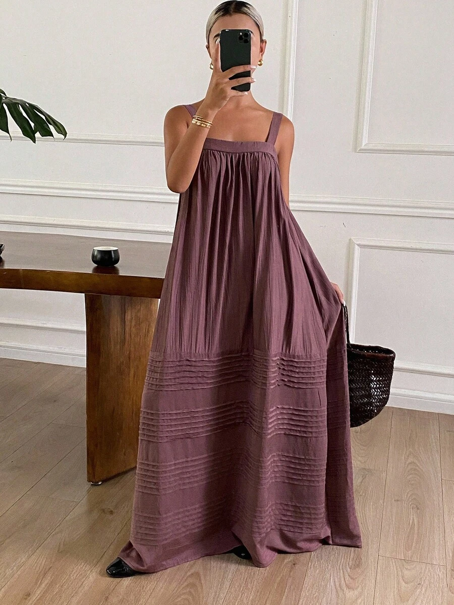 DAZY Women's Loose Midi Slip Dress, Summer - Mauve Purple - View 1