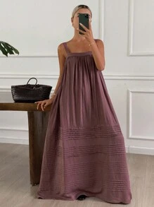 DAZY Women's Loose Midi Slip Dress, Summer - Mauve Purple - View 3