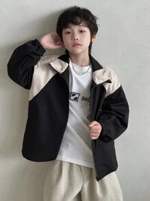 DAZY 秋季大码男童宽松休闲拼色夹克