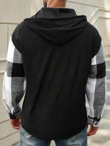 Manfinity Homme Plus Size Men's Hooded Overcoat With Pockets, Casual Outdoor , Best Gift For Boyfriend , Fall Winter