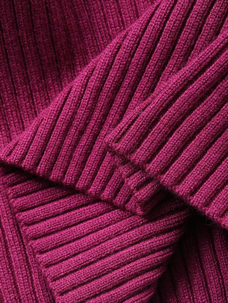 Dazy Plus Plus Size Women's Sexy Purple Bodycon Sweater With Button Half-Open Collar And Off-Shoulder Design Fall,Winter