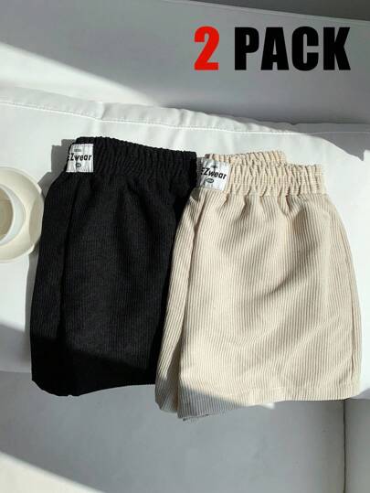 Comfortcana 2件套女式新款灯芯绒短裤套装