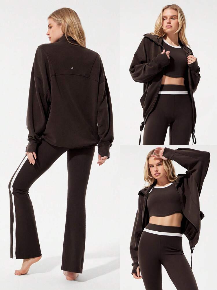 SoftCalm Modal Chill Days Oversized Silky Smooth Breathable Wide Collar Drawstring Hem Zip-Up Jacket Daily Casual Wear Spring Summer