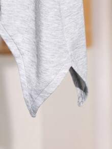 Ensemble T-shirt à manches courtes col rond et pantalon long taille élastique, style asymétrique, pour préadolescentes, en couleur unie