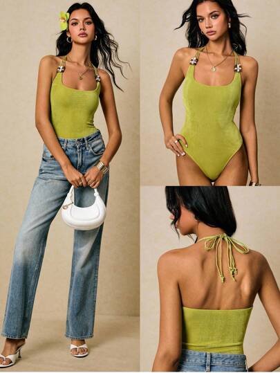 Poéselle 女士串珠连体吊带紧身衣