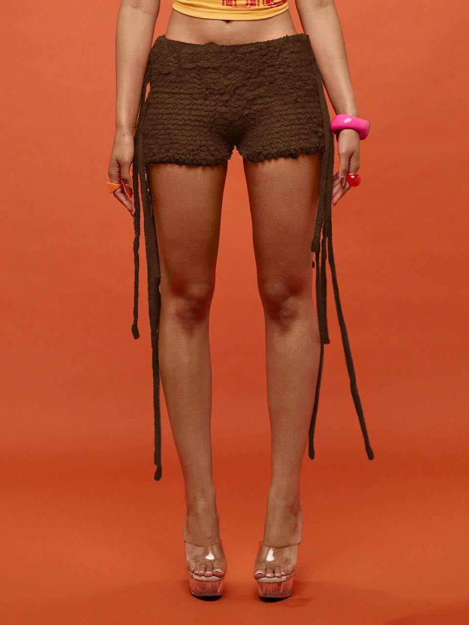 SUMWON WOMEN Crochet Booty Shorts With Decorative Hanging Tassels