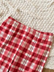 2 件套少女可爱狗狗印花长袖上衣和紧身裤睡衣套装