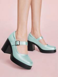 CUCCOO DOLLMOD Women's Blue Crystal Fashionable Sweet Retro High Heel Pumps - Blue - View 3