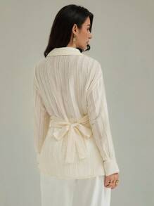 Modelyn Elegante, asymmetrische Bluse aus Jacquard-Stoff für Damen, modische, lässige und elegante Herbstkleidung für Damen. Herbstoberteile, Damenhemden, Damenkorsett-Oberteile, modische Hemden mit Taillenbesatz für den Arbeits- und Schulanfang, Party-, Geburtstags- und Abendhemden, Herbstpullover für Damen, Halloweenkostüme und kleidähnliche Korsett-Oberteile, perfekt für Mütter. - Weiss - Übersicht 3