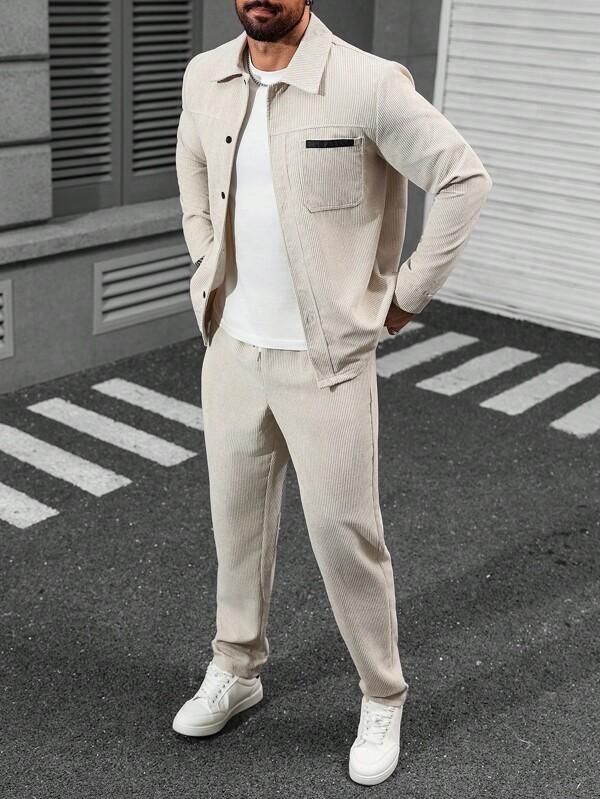 Manfinity Homme Men's Pocket Shirts & Elasticated Waistband Pants