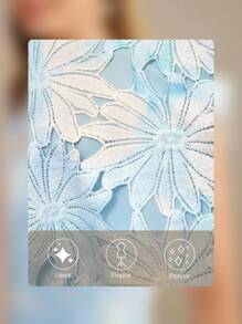 Amorya Women's Fashionable & Elegant Waist Cinched Slimming High-End Water Soluble Embroidered Midi Dress, Suitable For Parties, Gatherings, Multi-Occasion Wear Old Money Style Teacher Outfits For Women Teacher Outfits Wedding Guest Dress Women Baby Blue Lace Dress Floral Midi Dress Cocktail Dress Women Lace Dress Blue Floral Lace Dress Midi Cocktail Dress Fishtail Midi Dress Summer Wedding Guest Dress