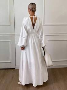 DAZY Women's Loose Casual Long Dress, Autumn/Winter Maxi Dress - White - View 2