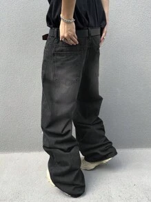 Manfinity EMRG 大码男士休闲口袋直筒宽松百搭牛仔裤，适合街头运动、摇滚风