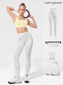 GLOWMODE Square-Neck Sports Bra Medium Impact Jogging Gym Training Daily Quick Dry Moisture Wicking  Spring Summer - Butter Yellow - View 7