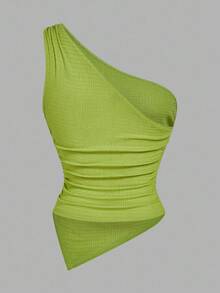 Sweetra 大码女式纯色简约不对称领口针织上衣，适合外出、度假、海滩、可爱上衣、机场旅行