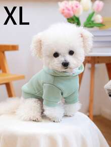 1 bộ quần áo thú cưng mùa thu/đông ấm áp cho chó/mèo, áo nỉ trơn màu mềm mại và thoải mái có mũ cho chó nhỏ/vừa - màu đen - Xem 12