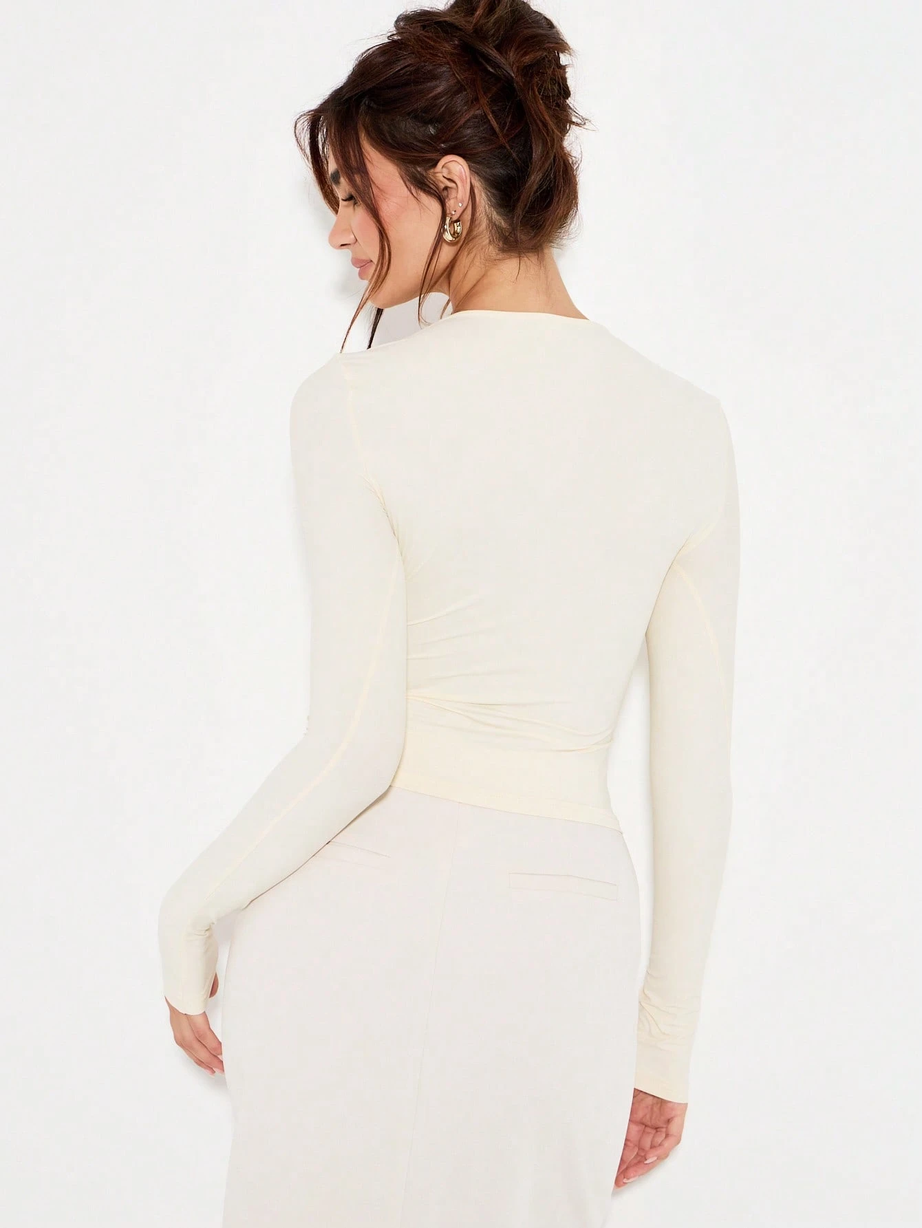 KIZN Form Fitting Long Sleeve Bodysuit With Crew Neck