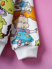 Nick 90s | SHEIN 2 件套男婴卡通恐龙全身印花圆领长袖运动衫和裤子套装