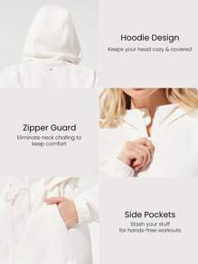 GLOWMODE Softserene 莫代尔休闲 MVP 宽松版型丝滑透气齐臀拉链连帽夹克日常休闲装 - 白色 - 查看 4