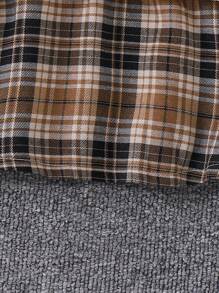 Infant/Toddler Girls Apricot Color Bear Patchwork Plaid Pleated Dress - Apricot - View 5