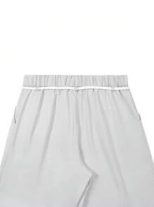 Manfinity EMRG Quần ống đứng đơn giản xếp ly cho nam, quần ống rộng cho nam, quần jean rộng thùng thình màu trắng, quần dù, quần cargo màu trắng cho nam, quần trắng cho nam, quần ống rộng cho nam, mùa thu, phong cách cổ điển - Màu Xám nhạt - Xem 6