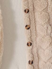 SHEIN Young Girl 1pc Plush Warm Classic Street Style Hooded Long Sleeve Coat Young Girl Fluffy Coat Jacket Young Girl Fleece Jacket Warm Jacket Winter Girls Furry Coat Girls Hooded Fleece Jacket Fleece Jacket Young Girl Fleece Coat Winter Coat Warm Fleece Jacket Fall - Khaki - View 5