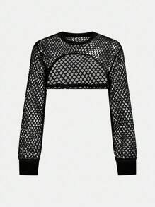 SHEIN Girlism Tween Girl, pantaloni largi cu efect de denim în stil stradal, top crop subțire, cu mânecă lungă, top cu glugă, ținută din 3 piese, modă
