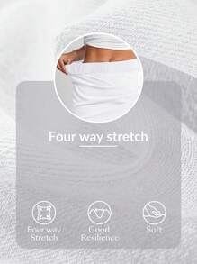 Flexra Women's Casual Solid Color Wrap Fitted Denim Mini Skirt, Summer/White Tight Skirt/Y2K Denim Skirt/White Denim Skirt - White - View 5