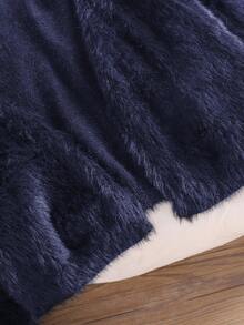 CosyJoli 大码女式毛衣 露肩毛绒短款开衫 短款开衫 海军蓝开衫 毛绒开衫 披肩开衫 秋冬 - 藏蓝色 - 查看 5