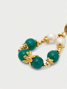 Glisma 18K Gold-Plated 1 Pair Cute, Luxury, Sexy Wedding/Holiday/Vacation/Camping Textured, Metallic, Pearl/Shell, Gemstone Decorated Vintage Beaded Pendant Earrings, Y2K/For Mom/Women/Girl, Suitable For Fall/Autumn/Winter/Festival/Holiday/Vacation/Old Money/Halloween - Multicolor - View 4