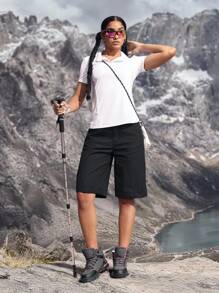 EMERY ROSE Quần short denim ống rộng có túi, dáng rộng, thường ngày, đa năng dành cho nữ - Màu xanh lam - Xem 6