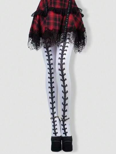 Grunge Punk 1 قطعة جوارب ضيقة/بنطلون ضيق/سروال ضيق بطراز فتاة جذابة لليلة الهالوين